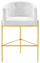 Tufted Bar Stool Chair Barstool, Velvet, Metal, White, Modern, Bar Pub Bistro
