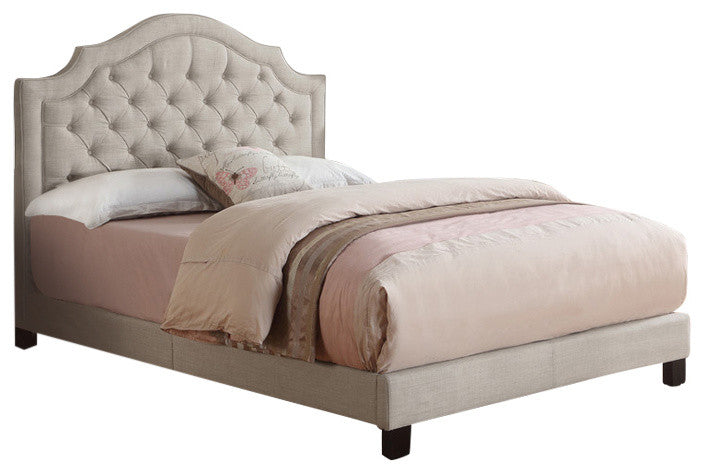 Rosevera Angelo Tufted Upholstered Panel/Platform Bed, Beige, King