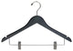 Black Rubberized Wooden Combo Hangers With Clips, Box of 25
