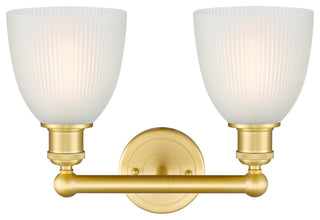 Castile 2-Light 15" Bath Vanity Light, Satin Gold Finish, White Shade
