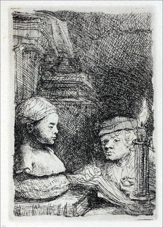 Rembrandt Van Rijn The Draughtsman, 18"x27" Wall Decal Print