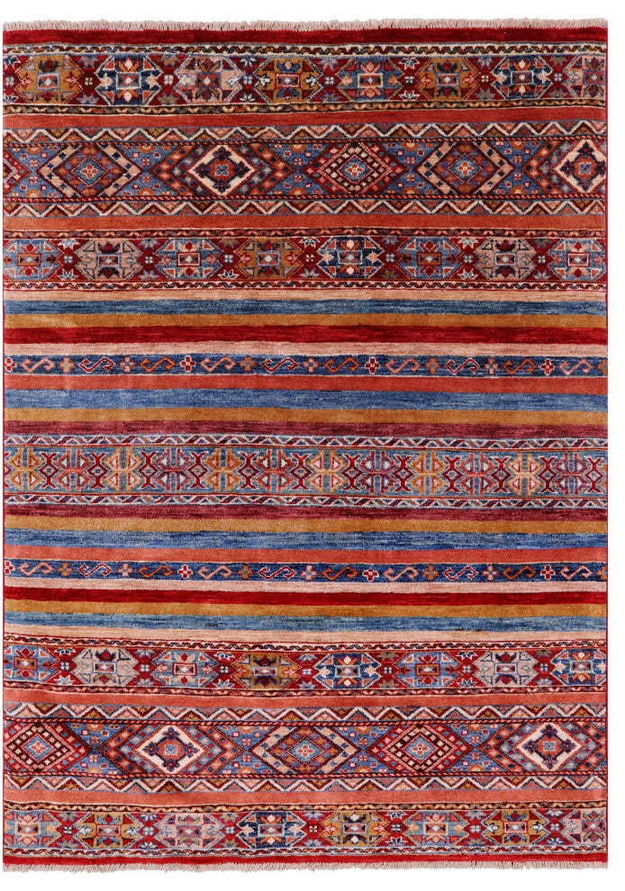 Hand-Knotted Super Kazak Khorjin Rug 3' 11" X 5' 7" Q5227