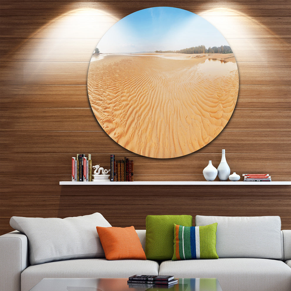 Exotic Tropical Beach Panorama, Seascape Round Metal Wall Art, 36"