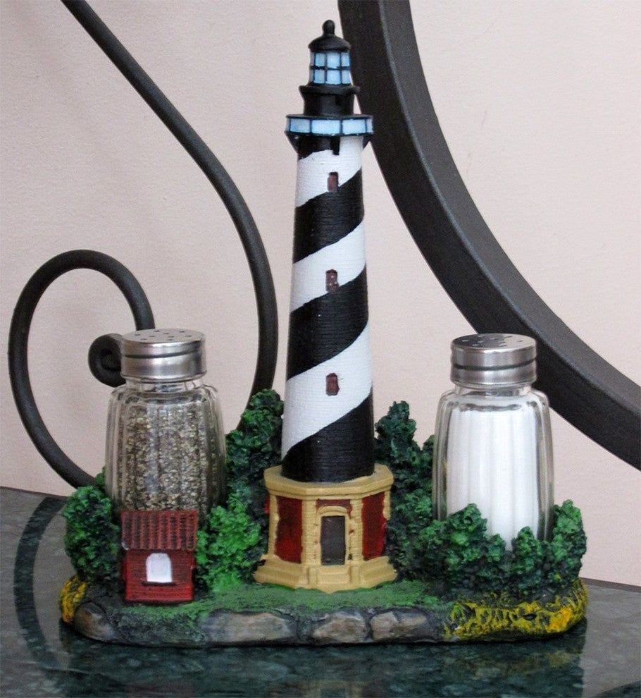 Nautical Cape Hatteras Lighthouse Glass Salt and Pepper Shaker 3-Piece Set
