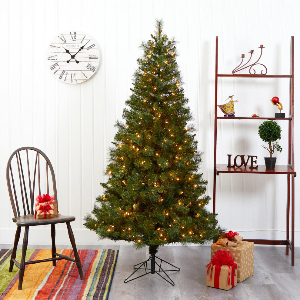 6' Mount Hood Spruce Christmas Tree/300 Warm White Lights/ 673 Bendable Branches
