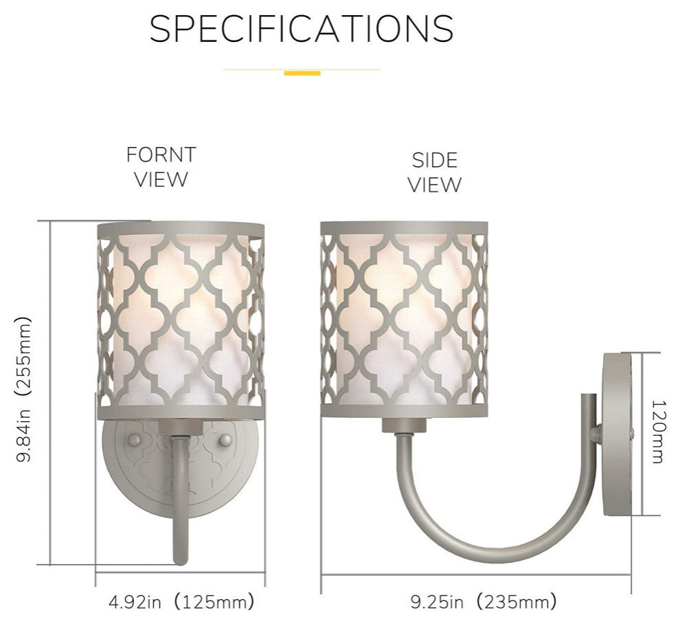 1-Light Vanity Wall Light Lamp Modern Wall Lights With Platinum Finish