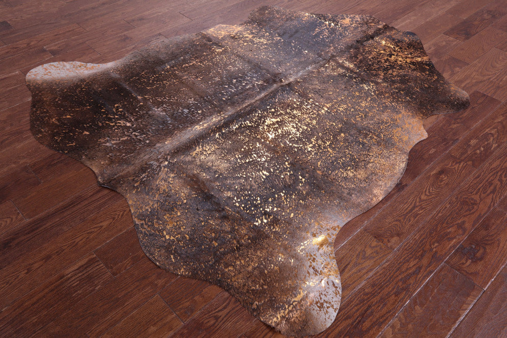 Gold Metallic Cowhide Rug 6' 2" X 5' 10" C2073