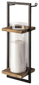 Milton Black Metal Frame And Brown Wood Wall Candle Holder