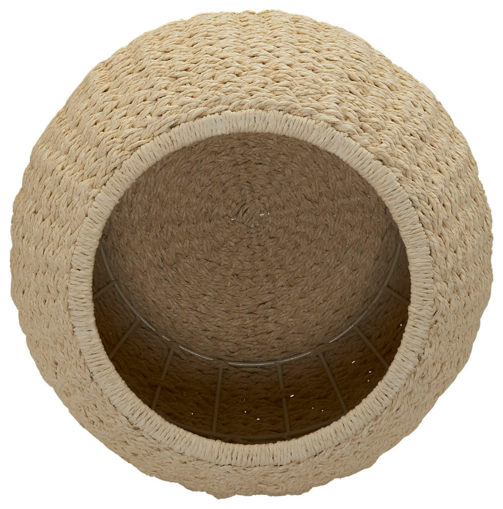 Handwoven Paper Rope Barrel Wicker Storage Basket Side Table