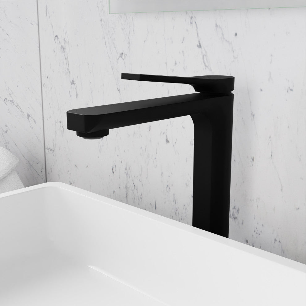 1-Handle Bathroom Vessel Sink Faucet, Matte Black