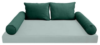 STYLE V1 Twin Velvet Pipe Trim Indoor Daybed Bolster Pillow |COVER ONLY| AD317