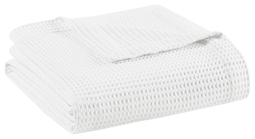 Beautyrest Cotton Waffle Weave Bedding Blanket, White