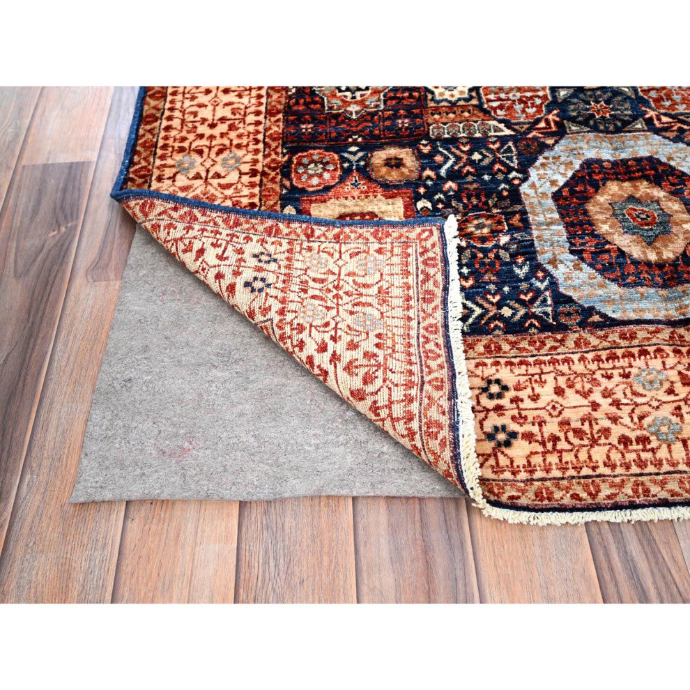 Blue, Hand Knotted, Mamluk Design, Pure Wool, Oriental Rug, 3'10"x6'3"