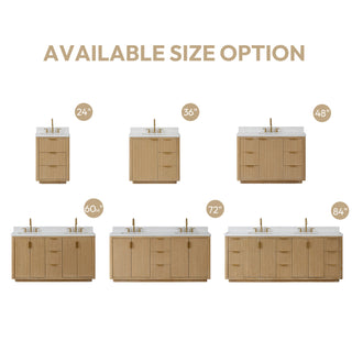 Vinnova Cadiz Bath Vanity, Composite Stone Top, Washed Ash Grey, 84", No Mirror