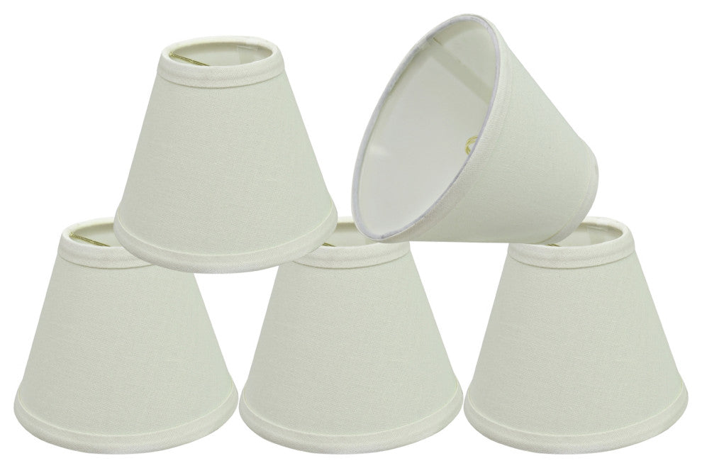 32045-5 Hardback Empire Chandelier Clip On Lamp Shade Vanilla Linen 3"x6"x5"