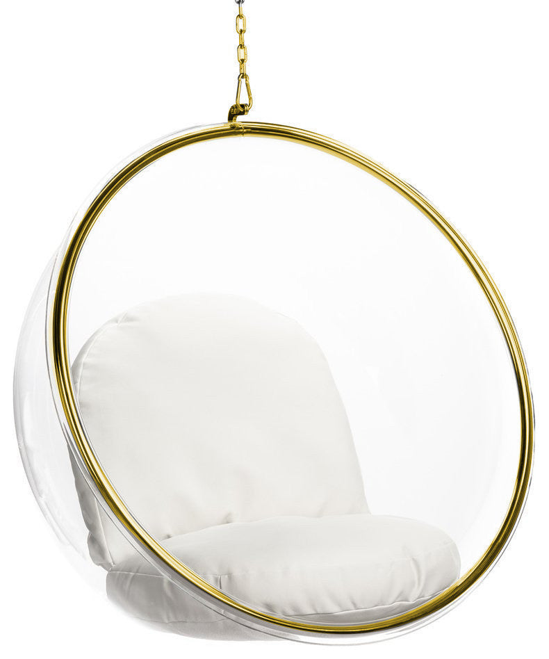 Aron Living Gold Bubble Chair, White Cushion