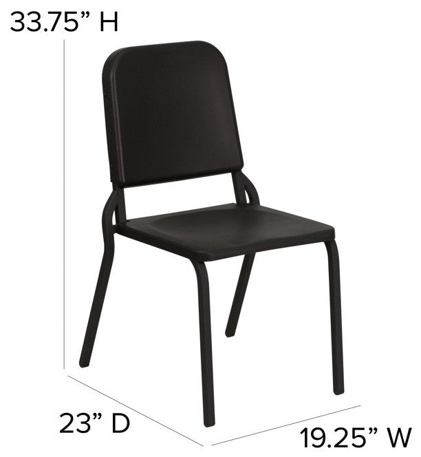 Set of 5 Multipurpose Chair, Ergonomically Contoured Seat & Open Back, Black