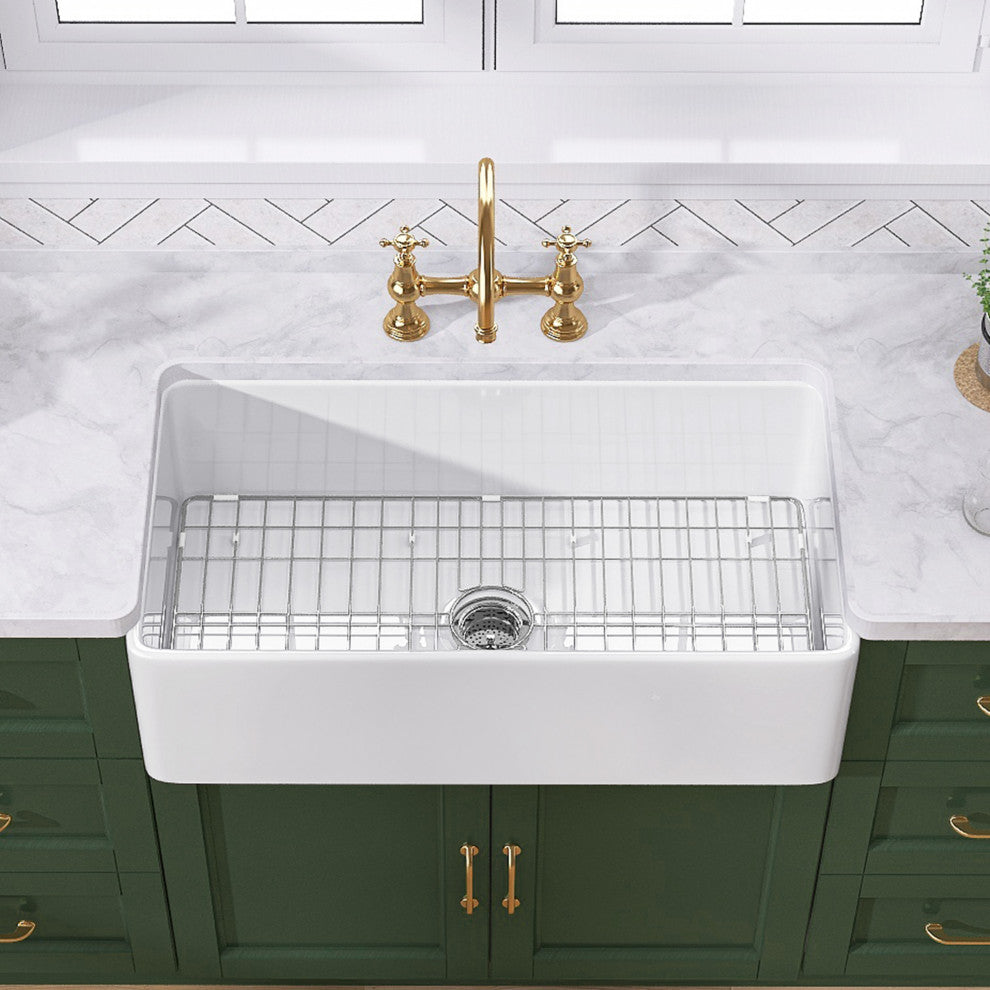 36" Fireclay White Kitchen Farmhouse Single Bowl Sink