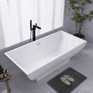 70" x 33" Freestanding Double Slipper Soaking Acrylic Bathtub