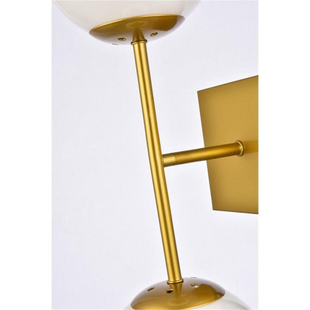 Living District Neri 2-Light Mid-Century Metal Wall Sconce in Brass and White