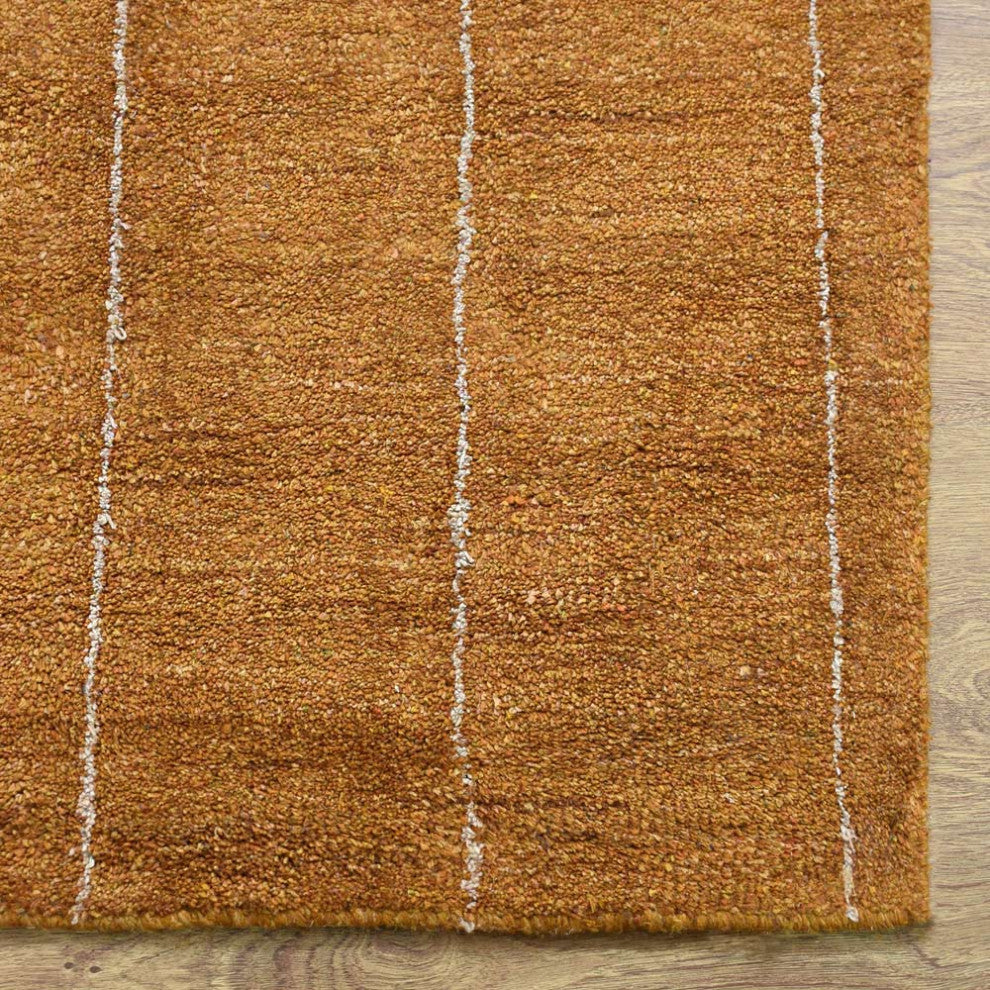HAND KNOTTED LOOM SILK ECO-FRIENDLY RUGS-5'x8',Rectangle,Gold Beige,Geometric