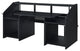Modern Desk, Rectangular Top With Open Shelves & Metal Accents, Black