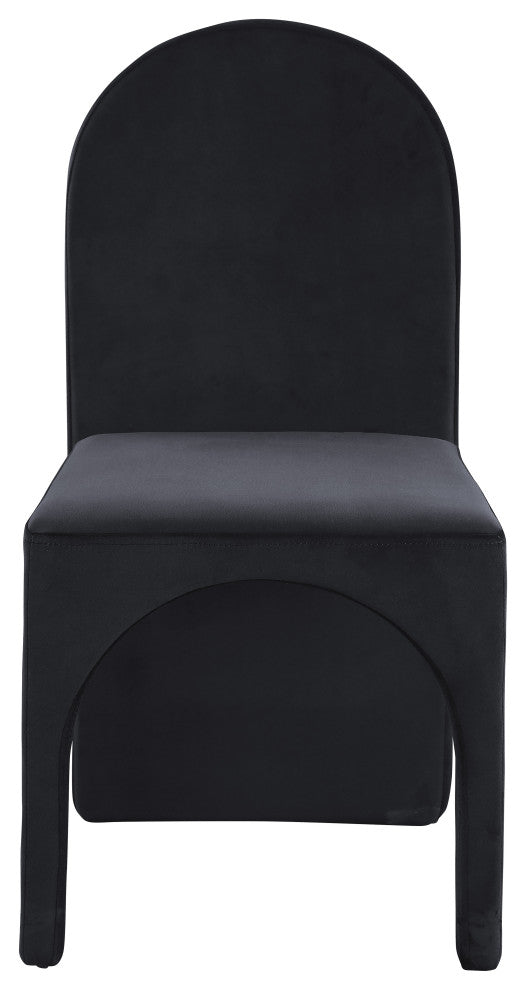 Summer Velvet Upholstered Dining Arm Chair (Set of 2), Black, Side Chair