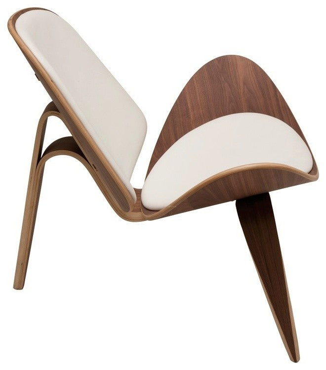 Artemis Lounge Chair by Nuevo Living, American Walnut Frame, White Leather Pads