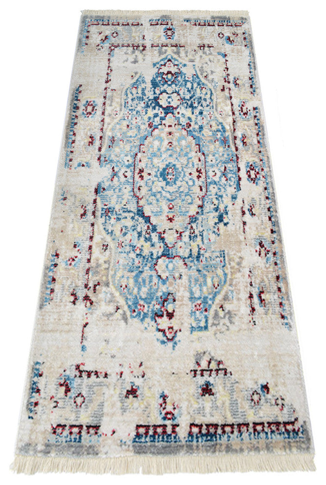 MACHINE MADE POLYESTER AREA RUGS  -Ivory Blue Color, Oriental ,Living room rugs