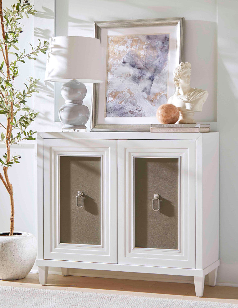 Modern Wood 40" Console With With doors, TV Stand, Fully Assembled, White