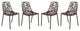 LeisureMod Devon Modern Outdoor Stackable Aluminum Dining Chair, Set of 4, Brown