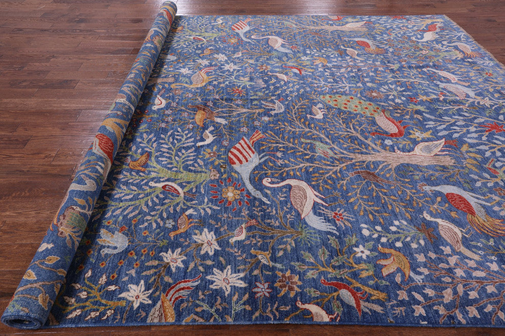9' 9" X 13' 7" Persian Tree Of Life Design Handmade Wool Rug Q7814