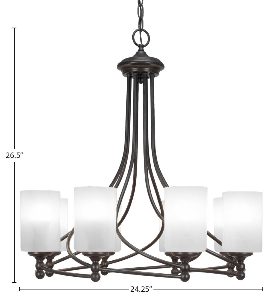 Capri 8-Light Chandelier, Dark Granite/White Marble