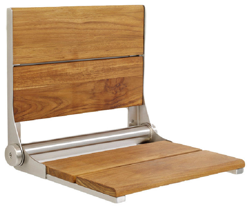 Life Line Series, Contour Shower Seats, Teak, 26", Brushed Nickel