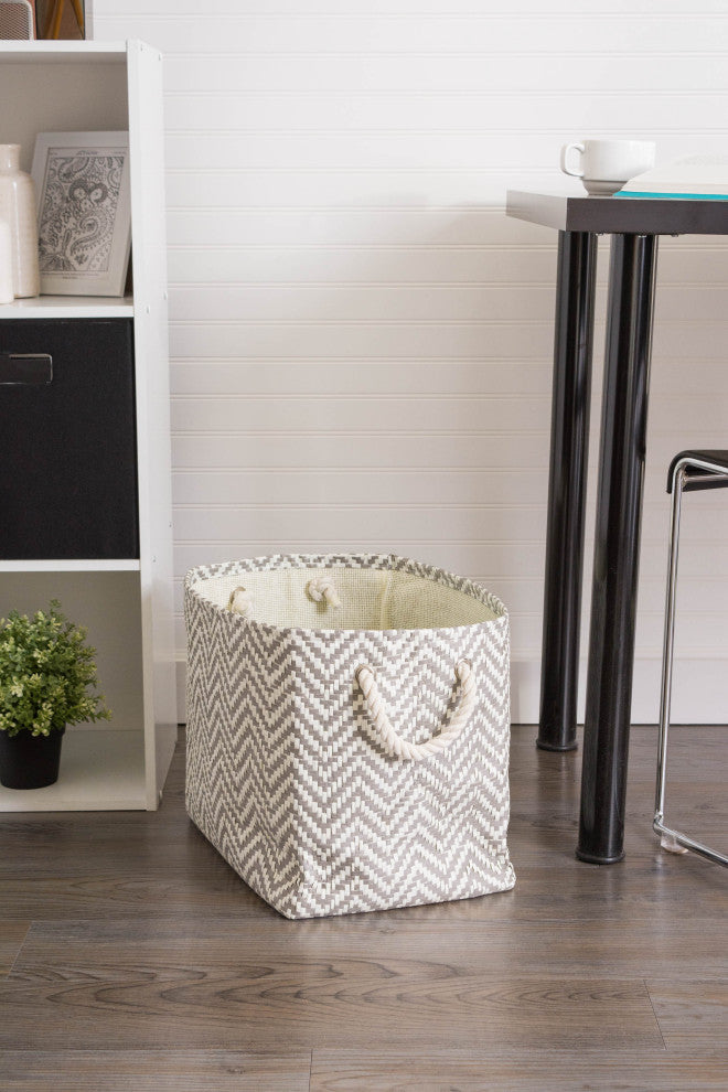 Paper Bin Chevron Gray Rectangle Large 17"x12"x12"