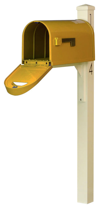 Mid Modern Dylan Curbside Mailbox and Post, Yellow