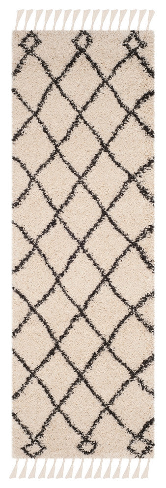 Safavieh Moroccan Fringe Shag Mfg241B Organic/Abstract Rug, Cream/Charcoal, 2'3"