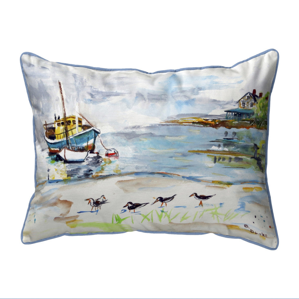 Boat & Sandpipers Large Indoor/Outdoor Pillow 16x20