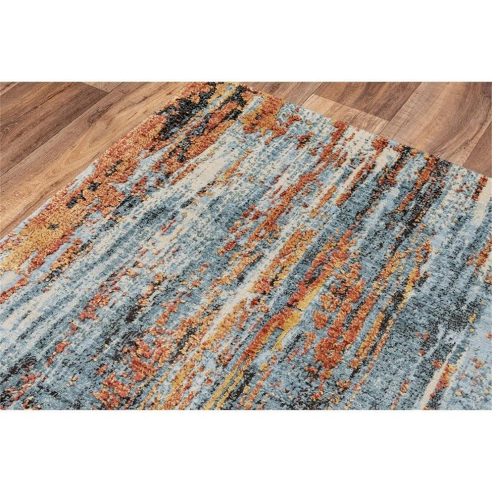 Alora Decor Alure 10' x 13' Abstract Blue/Blue/Apricot Hybrid Area Rug