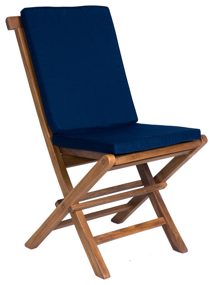 7-Piece Oval Folding Chair Set and Cushion, Blue