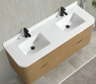 Ari Kitchen and Bath Chantal 60" Floating Bathroom Vanity Oak