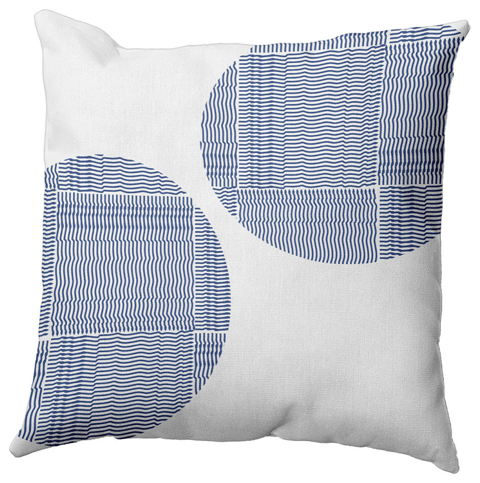 Circles and Squares Polyester Indoor Pillow, Nautical Navy, 20"x20"