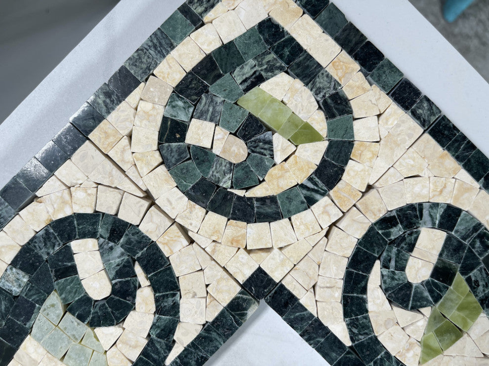 Marble Mosaic Border Listello Insert Tile Carina Green 4x13.8 Polished, 1 piece