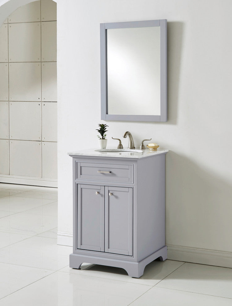 Amber Single Bathroom Vanity, Blue, Light Grey, 24"