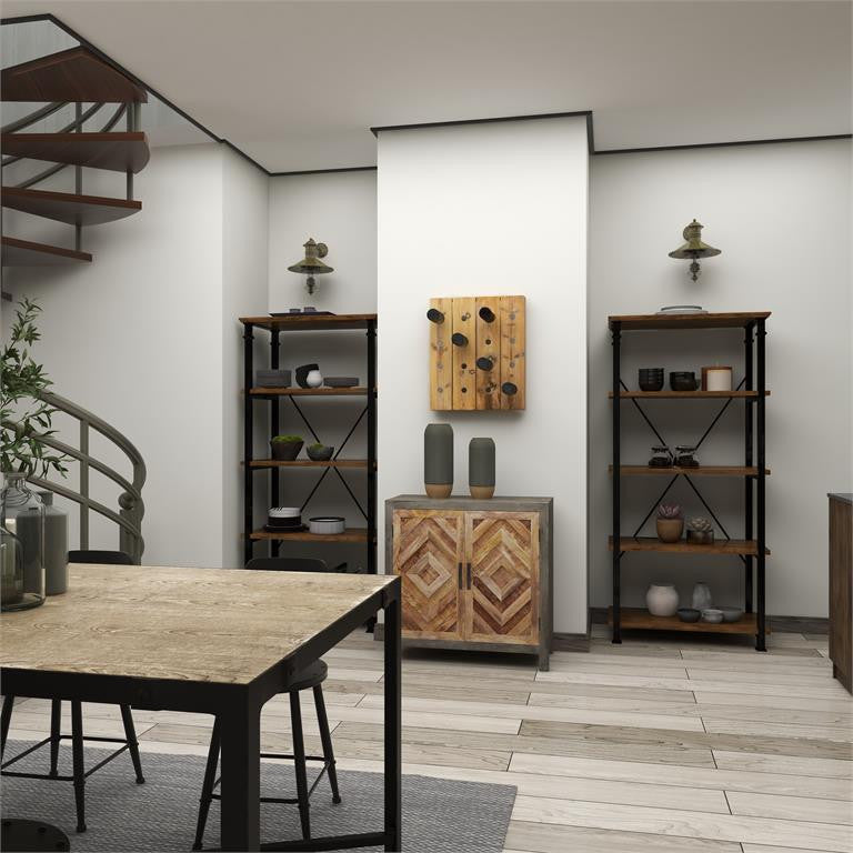 Brown Wood Rustic Wall Wine Rack