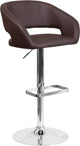 Estella Rounded Mid-Back Swivel Brown Vinyl Adjustable Barstool