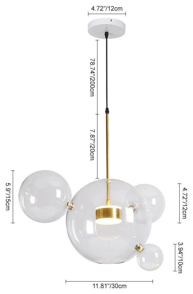 Contemporary LED Glass Globe Pendant Light, 4 Globes