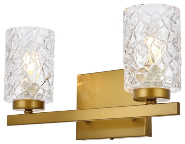 Conor 2-Light Bath Sconce, Brass With Clear Shade