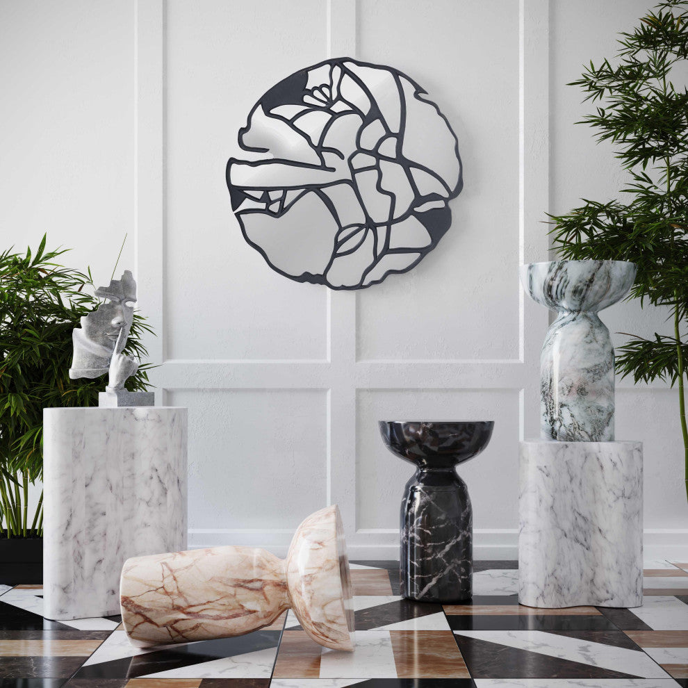 Rue Concrete With Marble Finish Side Table, Black
