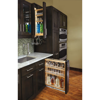 Wood Base Filler Pull Out Organizer for New Kitchen Applications, 9"